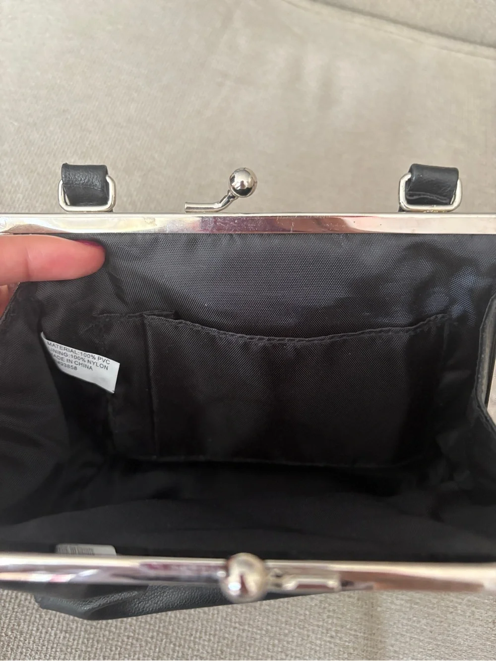 Black Leather Mini Clutch with Silver Hardware | Vintage Glam